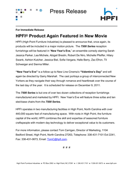 Press Release: HPFI® Product Again Featured in New Movie