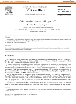 Cubic Maximal Nontraceable Graphsଁ Marietjie Frick, Joy Singleton