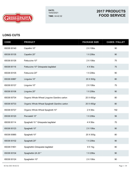 2017 Products Food Service