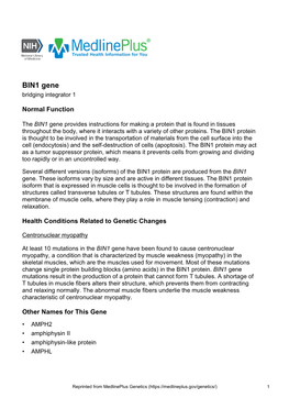 BIN1 Gene Bridging Integrator 1