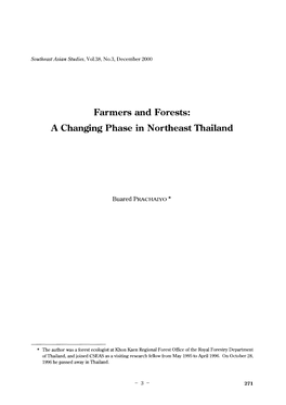 Farmers and Forests: a Changing Phase in Northeast Thailand