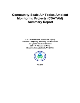 Community-Scale Air Toxics Ambient Monitoring Projects (CSATAM) Summary Report