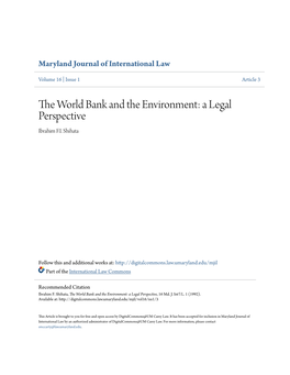 The World Bank and the Environment: a Legal Perspective, 16 Md