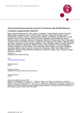 Clinical, Biochemical and Genetic Spectrum of 70 Patients with ACAD9