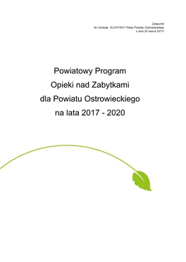 Powiatowy Program Opieki Nad Zabytkami Dla Powiatu Ostrowieckiego Na Lata 2017 - 2020