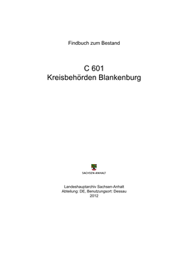C 601 Kreisbehörden Blankenburg
