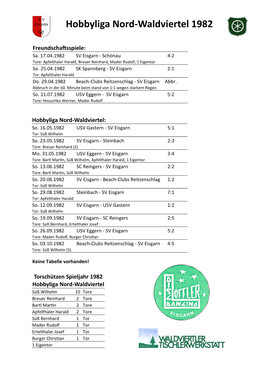 Hobbyliga Nord-Waldviertel 1982