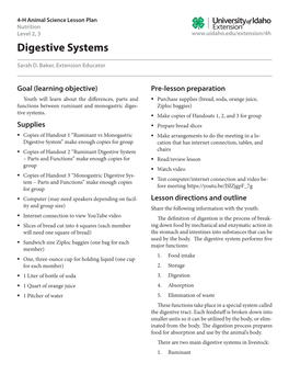 Nutrition Digestive Systems