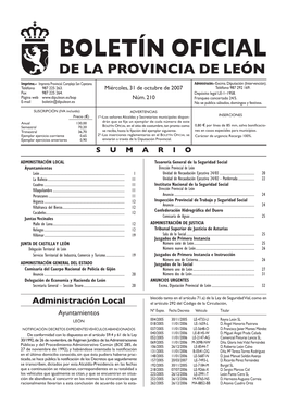 Boletín Oficial De La Provincia De León