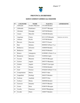 Elenco Candidati Ammessi Alla Selezione