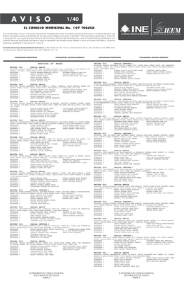 EL CONSEJO MUNICIPAL No. 107 TOLUCA