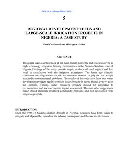 Regional Development Needs and Large-Scale Irrigation Projects in Nigeria: a Case Study