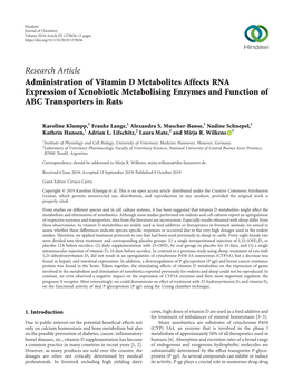 Administration of Vitamin D Metabolites Affects RNA Expression of Xenobiotic Metabolising Enzymes and Function of ABC Transporters in Rats