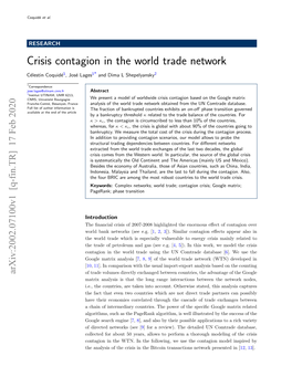 Crisis Contagion in the World Trade Network