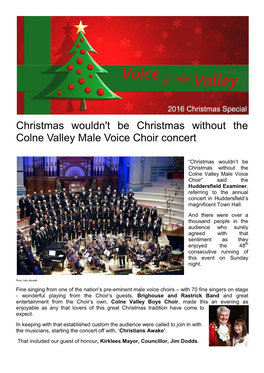 Christmas Wouldn't Be Christmas Without the Colne Valley Male Voice Choir Concert