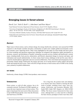 Emerging Issues in Forest Science