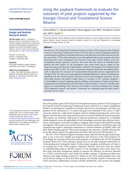 Using the Payback Framework to Evaluate the Outcomes of Pilot