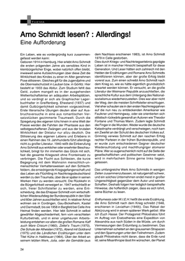 Arno Schmidt Lesen? : Allerdings! Eine Aufforderung