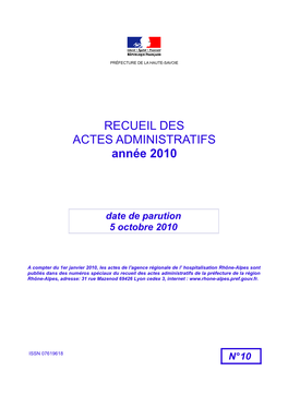 010 Recueil Des Actes Administratifs