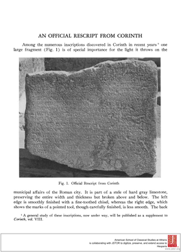 An Official Rescript from Corinth