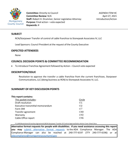 Resolution to Approve RCN/Starpower Transfer Cable