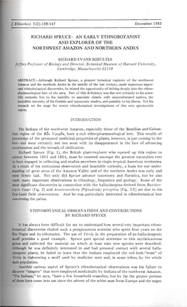 Richard Spruce: an Early Ethnobotanist and Explorer of the Northwest Amazon and Northern Andes