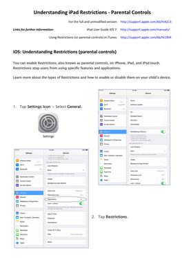Understanding Restrictions / Parental Controls on Ipads