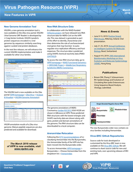 Virus Pathogen Resource (Vipr) March 2019 New Features in Vipr