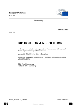 En En Motion for a Resolution