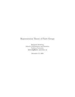 Representation Theory of Finite Groups