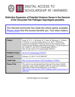 Distinctive Expansion of Potential Virulence Genes in the Genome of the Oomycete Fish Pathogen Saprolegnia Parasitica