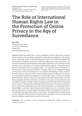 The Role of International Human Rights Law in the Protection of Online Privacy in the Age of Surveillance