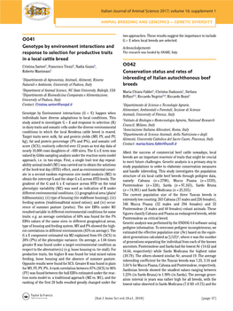 O041 Genotype by Environment Interactions and Response to Selection for Productive Traits in a Local Cattle Breed O042 Conservat