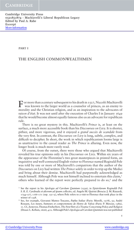 Part I the ENGLISH COMMONWEALTHMEN