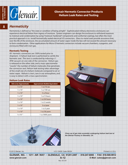 Glenair Hermetic Connector Products Helium Leak Rates and Testing