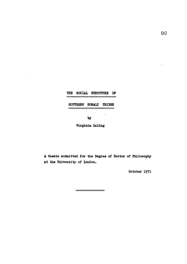 (I) the SOCIAL STRUCTUBE of Soumn SOMALI TRIB by Virginia I?