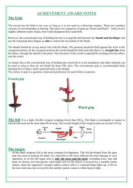 Grosvenor Coaches Notes: Fencing Grade 1 Foil