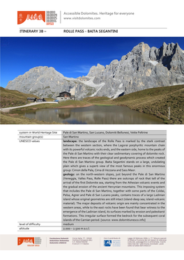 Itinerary 3B – Rolle Pass - Baita Segantini