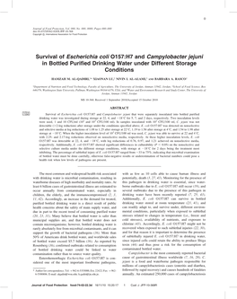 Survival of Escherichia Coli O157:H7 and Campylobacter Jejuni in Bottled Purified Drinking Water Under Different Storage Conditions