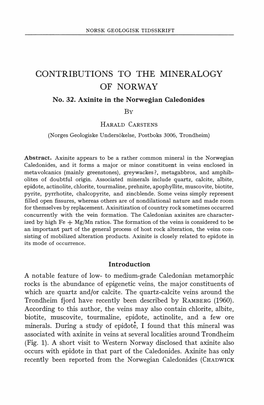 Contributions to the Mineralogy of Norway A