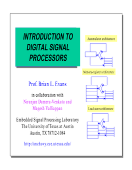 Introduction to Digital Signal Processors