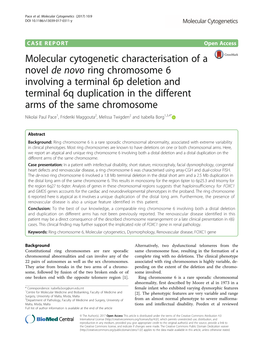 Molecular Cytogenetic Characterisation of a Novel De Novo Ring