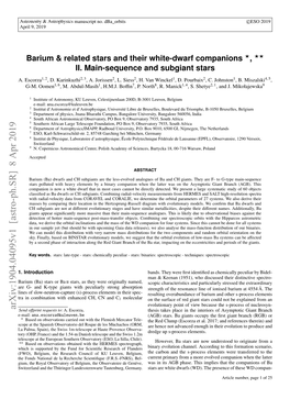 Barium & Related Stars and Their White-Dwarf Companions II. Main