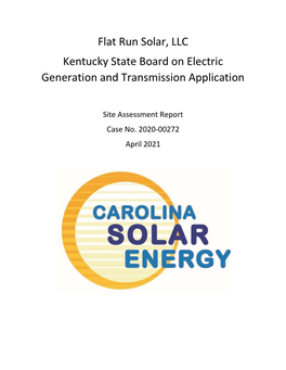 Flat Run Solar, LLC Kentucky State Board on Electric Generation and Transmission Application