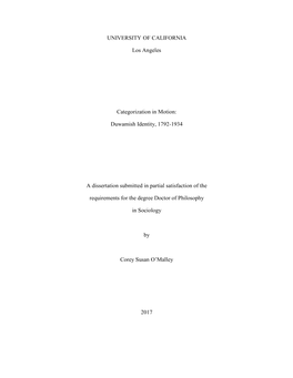 Duwamish Identity, 1792-1934 a Dissertation Submitted in Partial