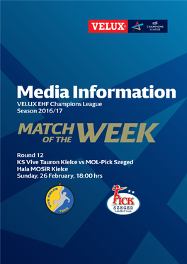 Media Information VELUX EHF Champions League Season 2016/17
