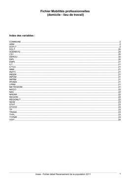 Fichier Mobilités Professionnelles (Domicile - Lieu De Travail)