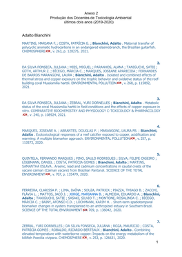 Anexo 2 Produção Dos Docentes De Toxicologia Ambiental Últimos Dois Anos (2019-2020)