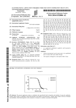 WO 2014/152006 A2 25 September 2014 (25.09.2014) P O P C T