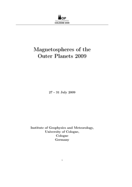 Magnetospheres of the Outer Planets 2009